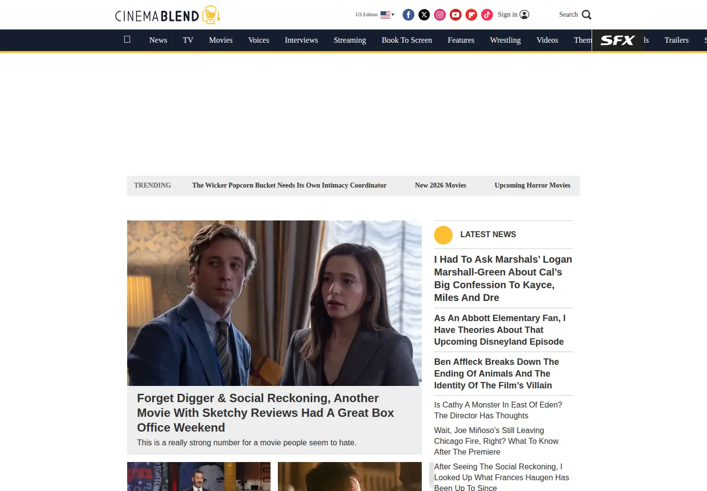 Screenshot of cinemablend.com