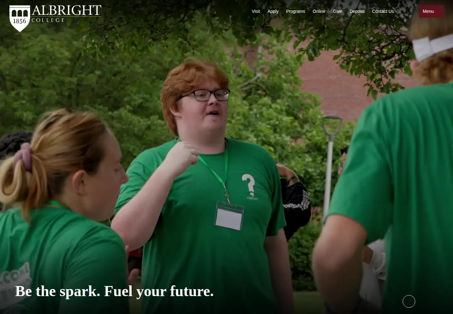 Captured homepage of albright.edu in the current scan