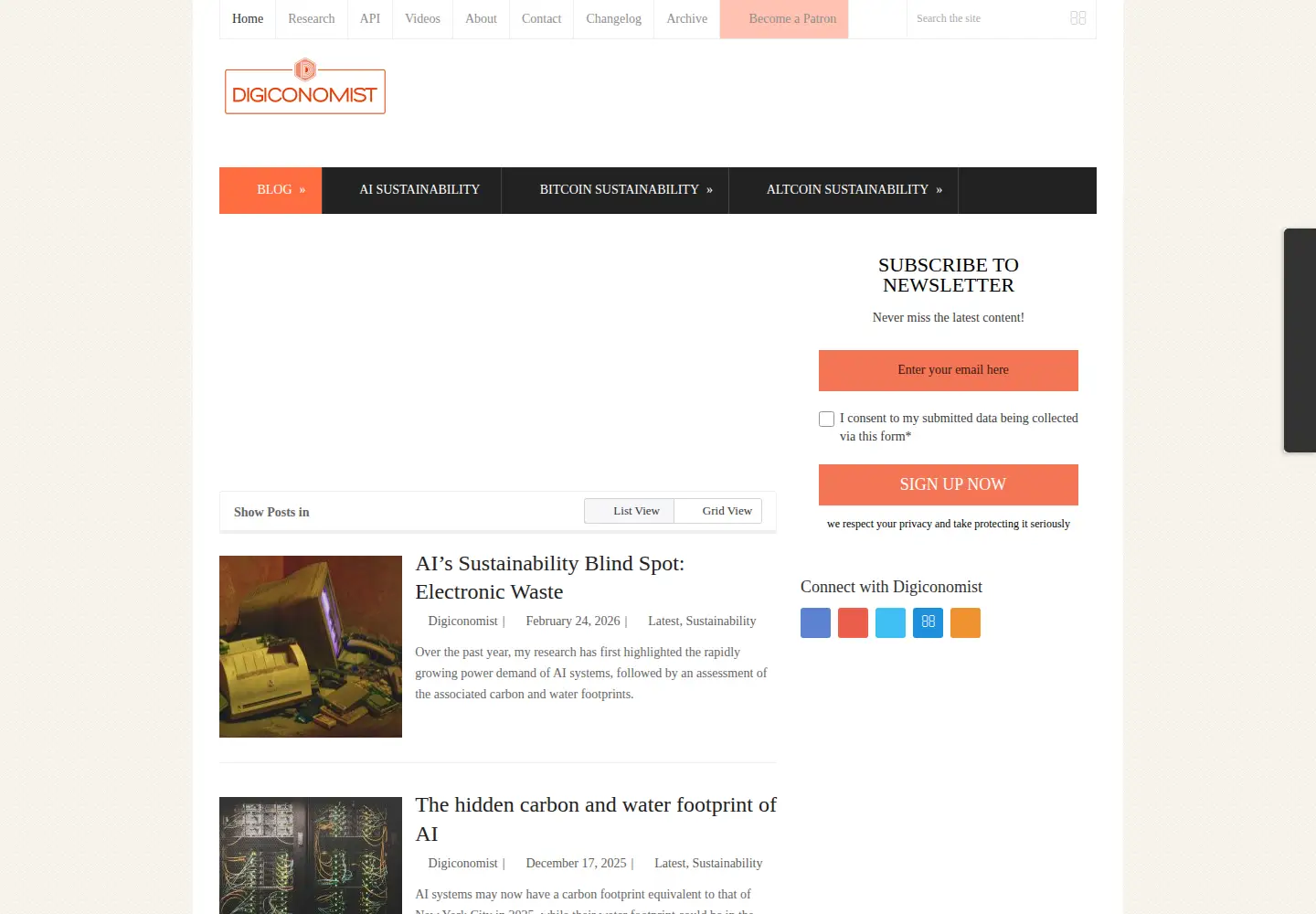 Screenshot of digiconomist.net
