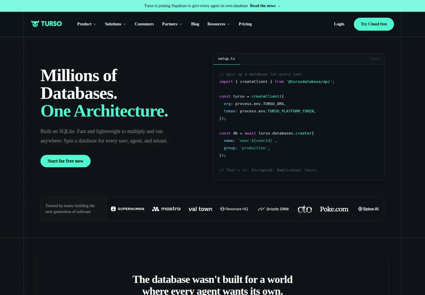 Captured homepage of turso.tech in the current scan