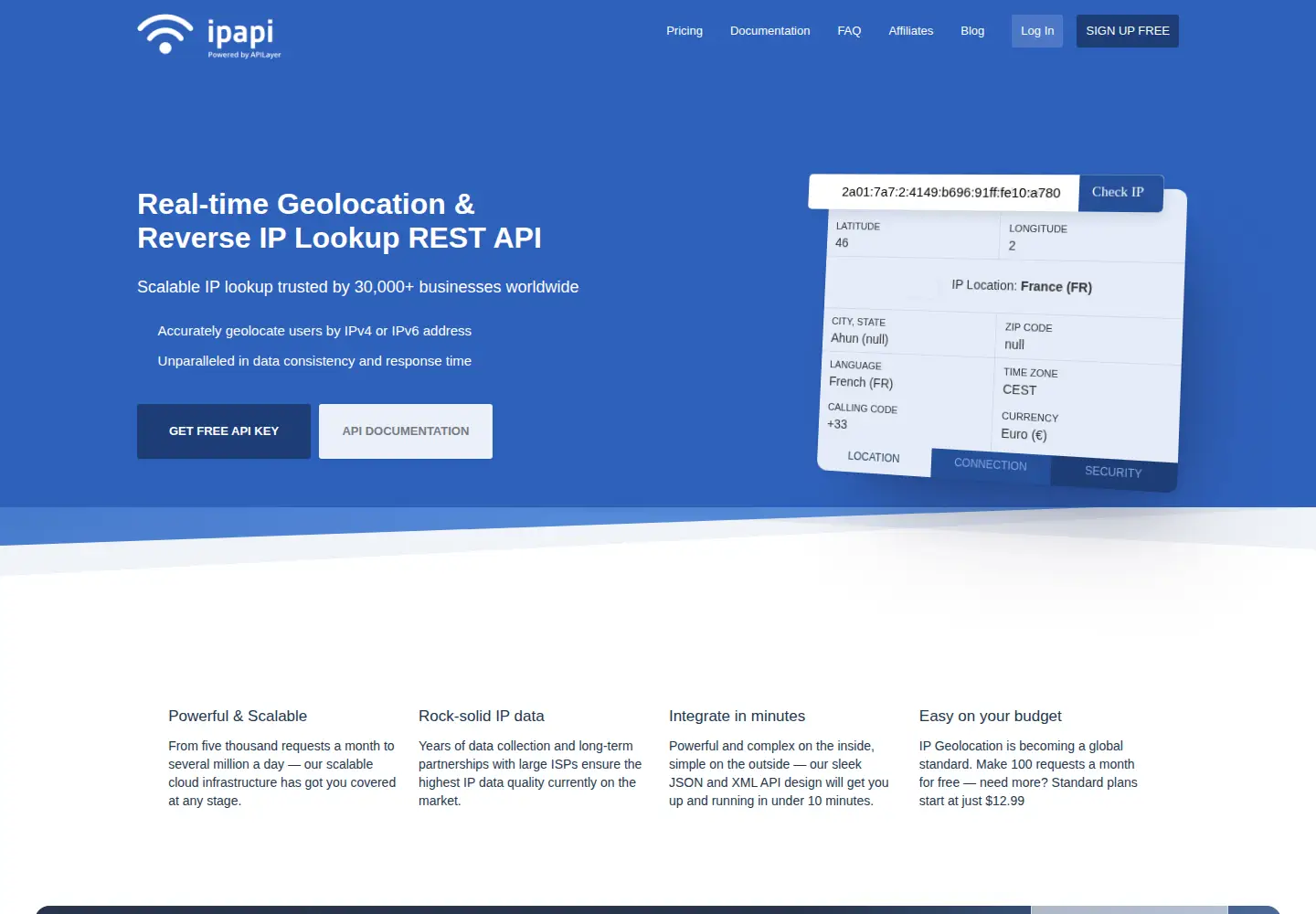 Screenshot of ipapi.com
