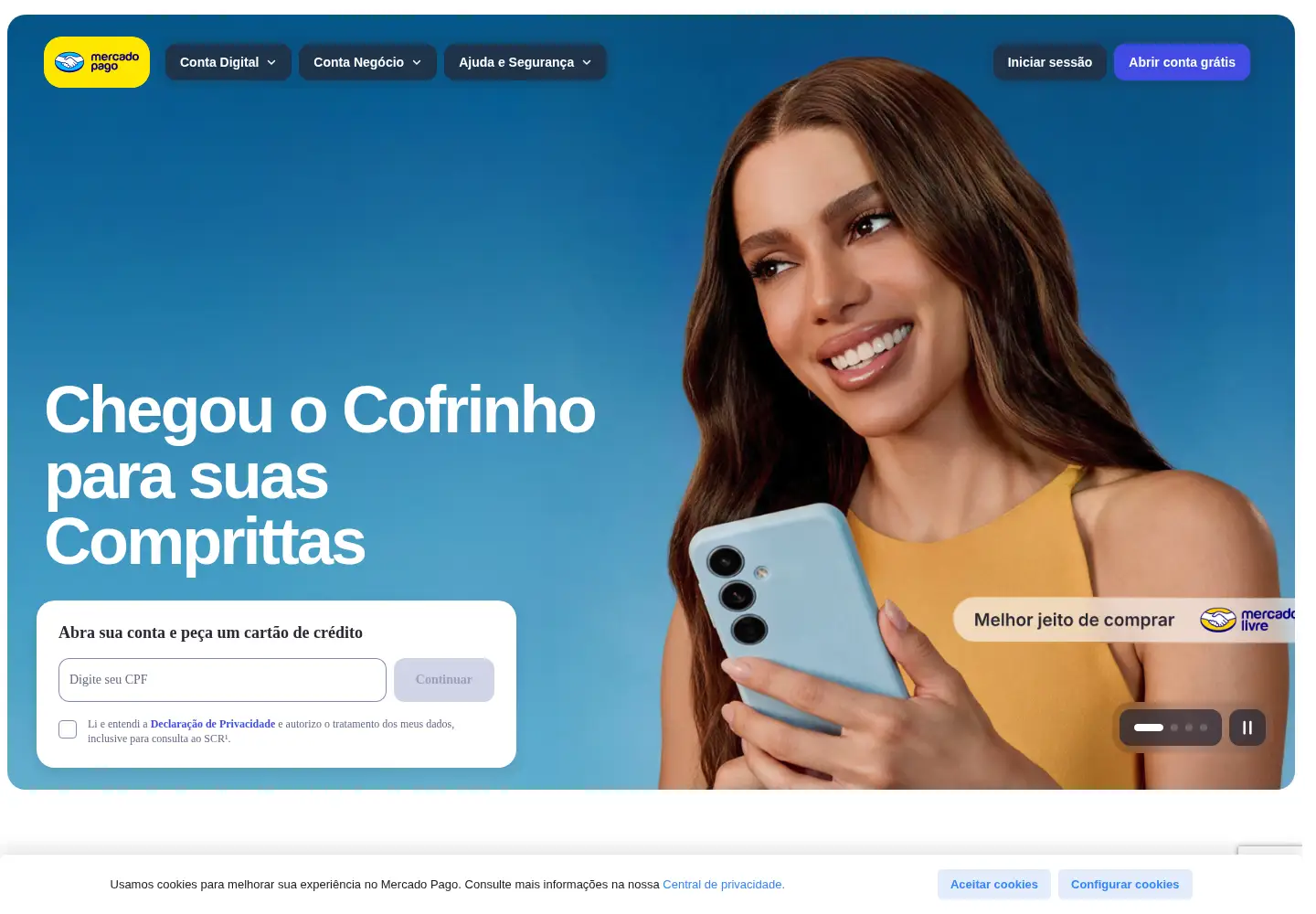 Captured homepage of mercadopago.com.br in the current scan