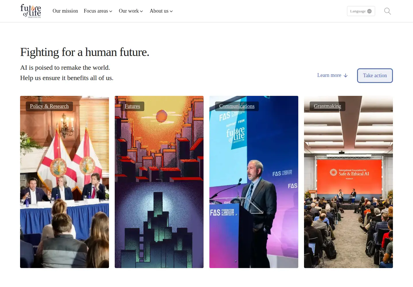 Captured homepage of futureoflife.org in the current scan
