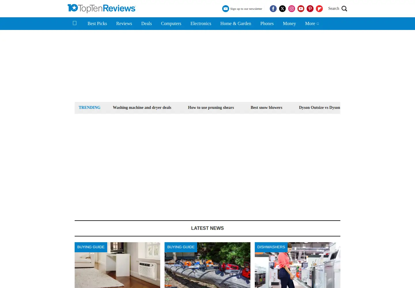 Captured homepage of toptenreviews.com in the current scan