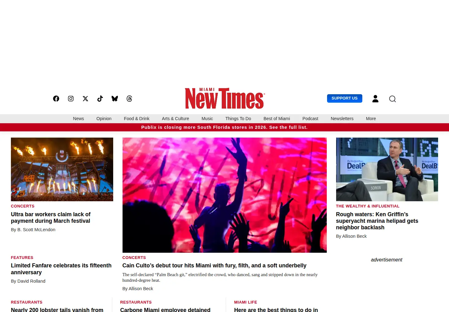 Captured homepage of miaminewtimes.com in the current scan