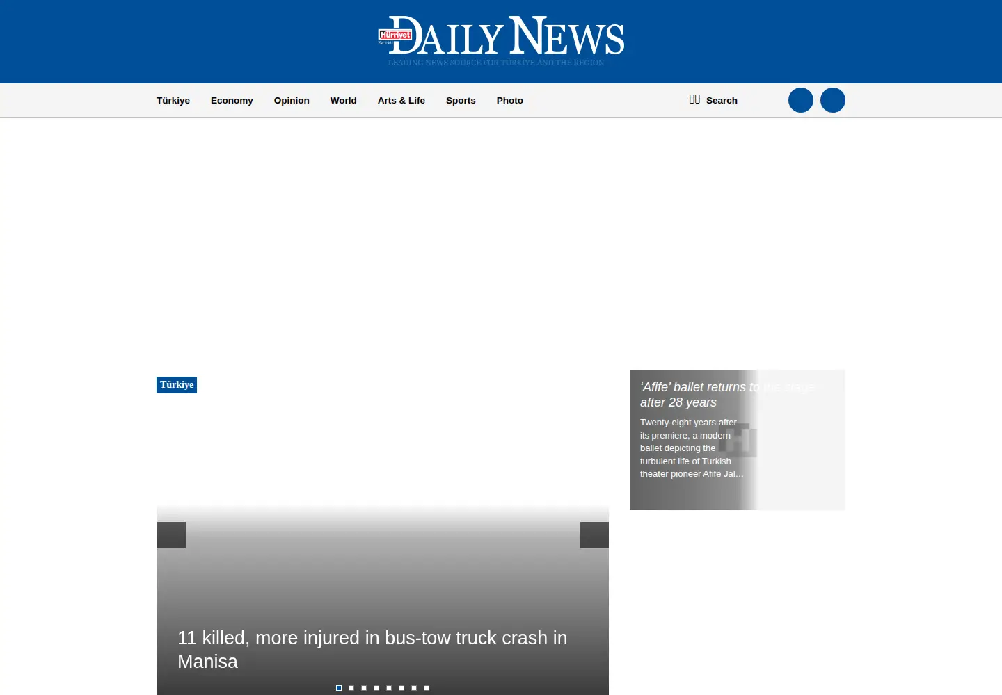 Captured homepage of hurriyetdailynews.com in the current scan