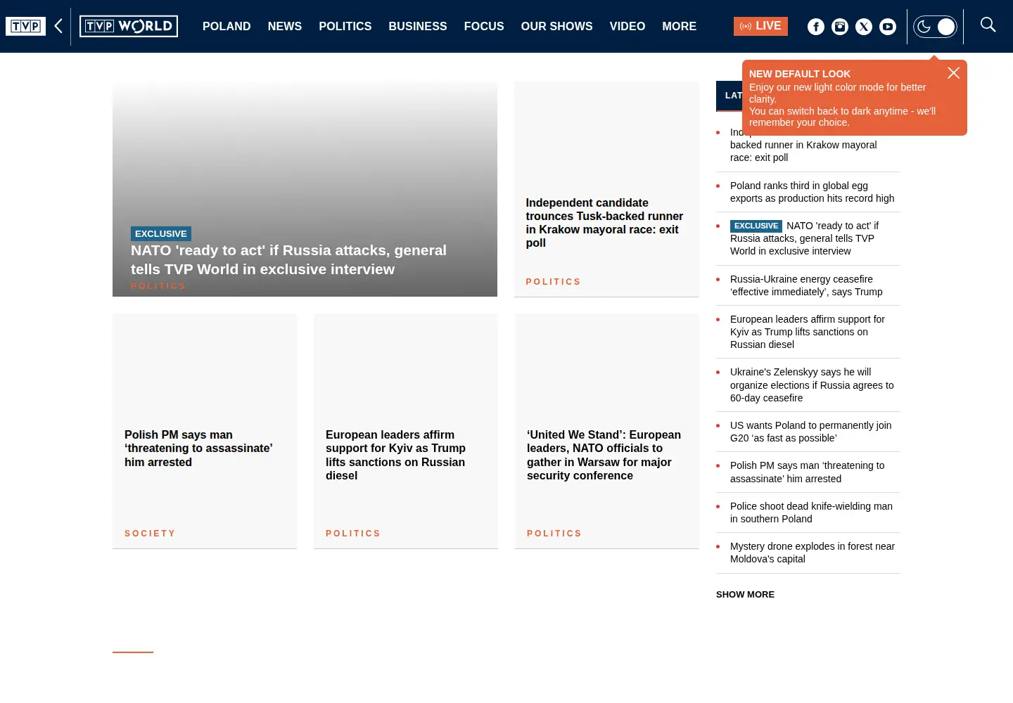 Captured homepage of tvpworld.com in the current scan