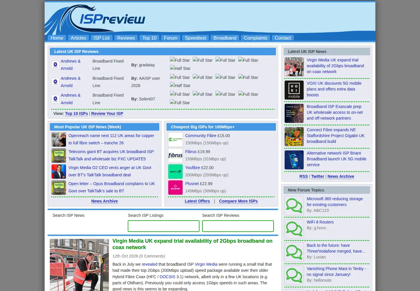 Captured homepage of ispreview.co.uk in the current scan