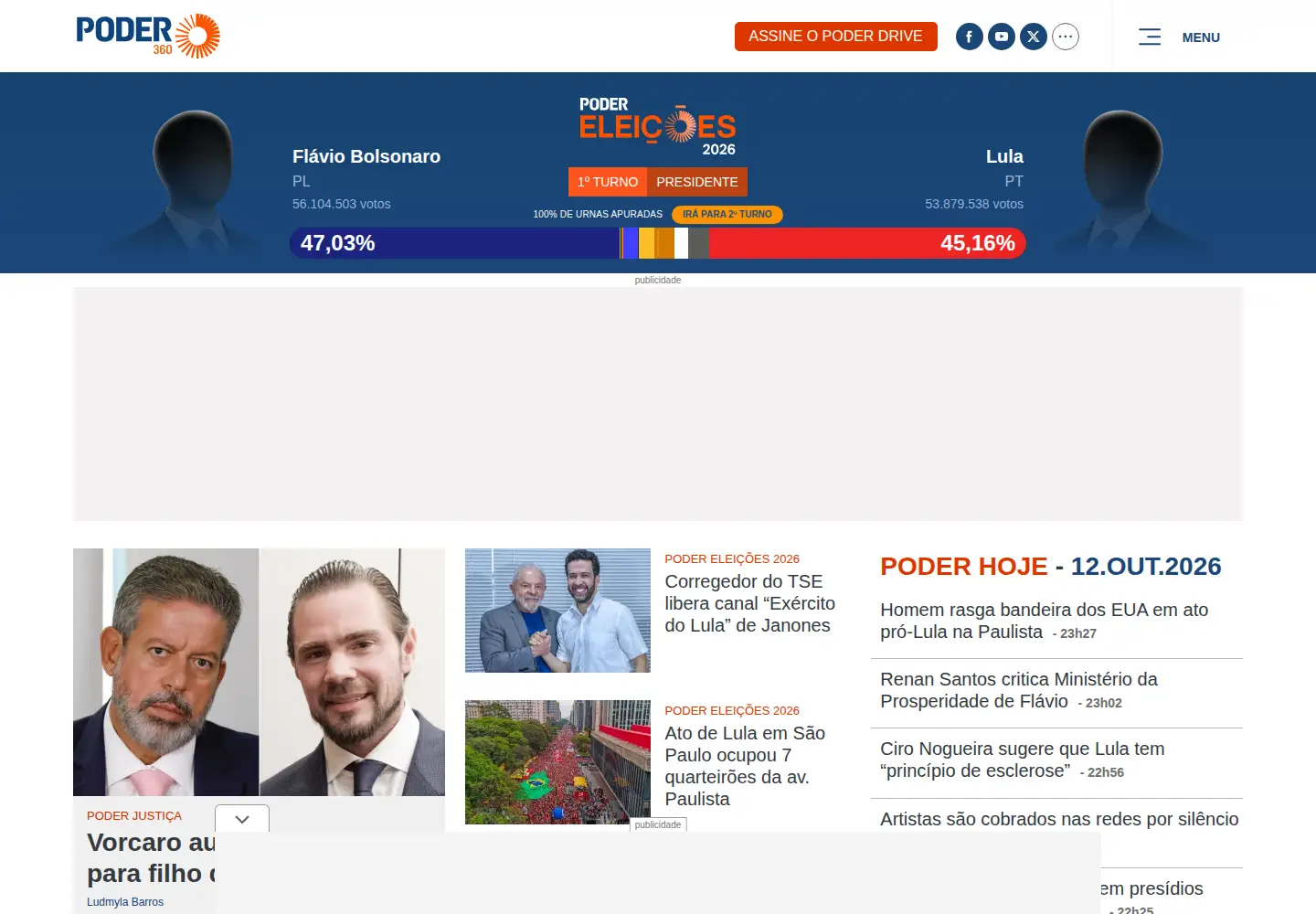 Captured homepage of poder360.com.br in the current scan