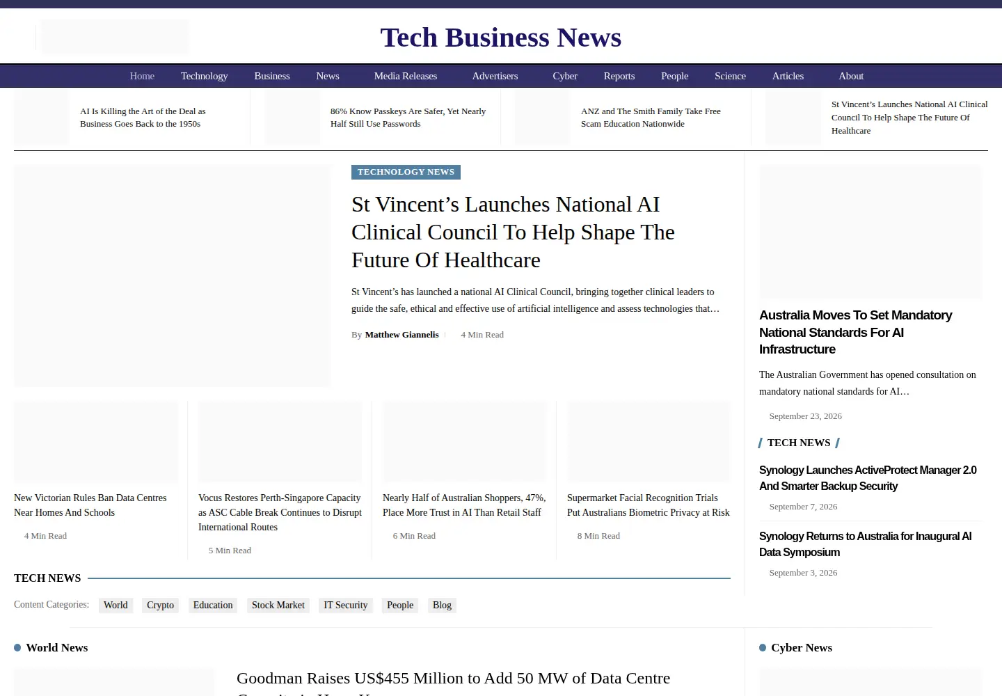 Screenshot of techbusinessnews.com.au
