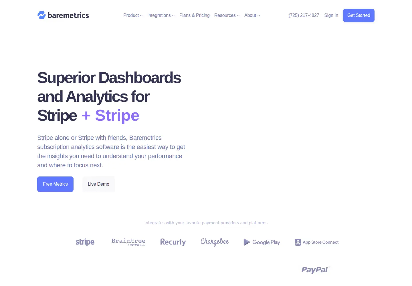 Screenshot of baremetrics.com