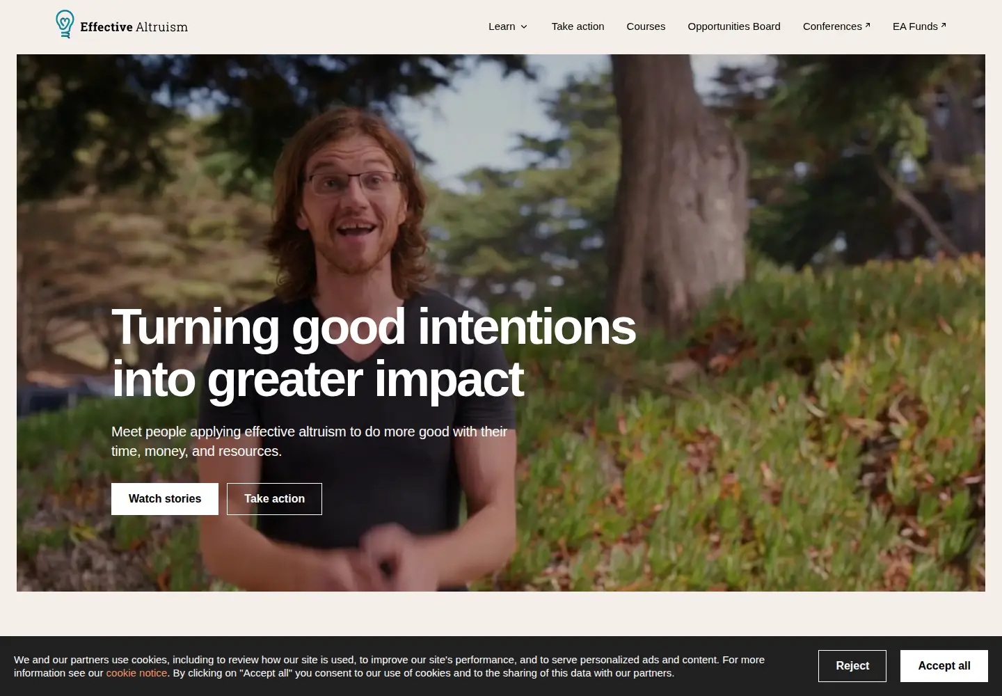 Captured homepage of effectivealtruism.org in the current scan
