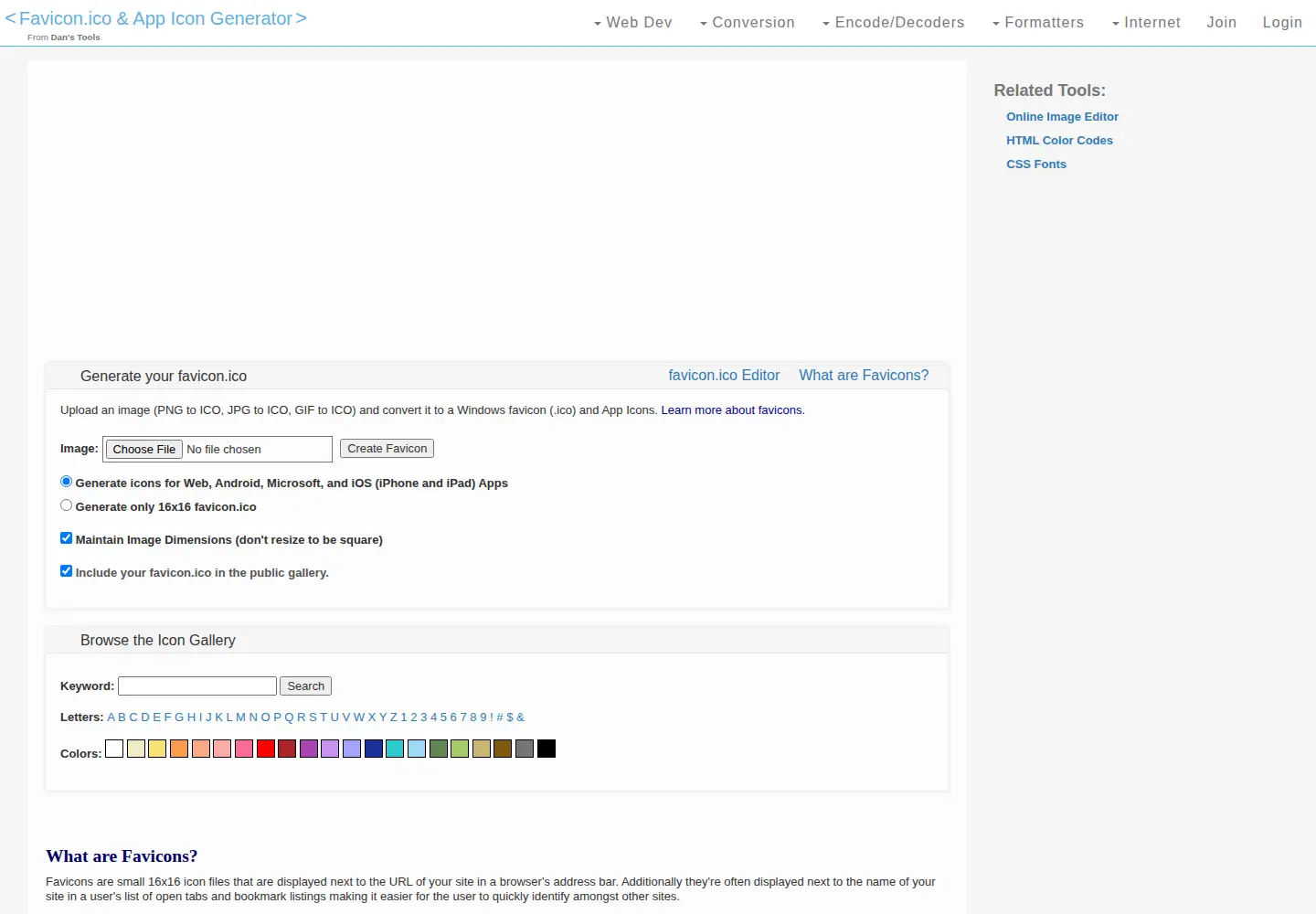Screenshot of favicon-generator.org
