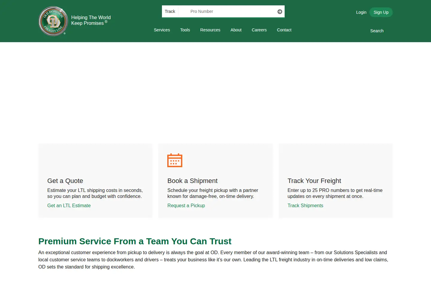 Screenshot of odfl.com