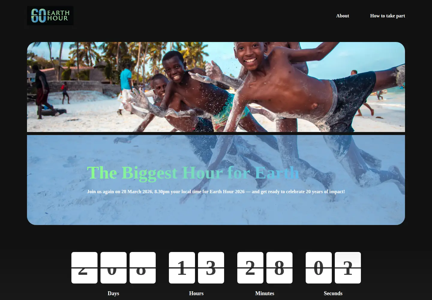 Screenshot of earthhour.org