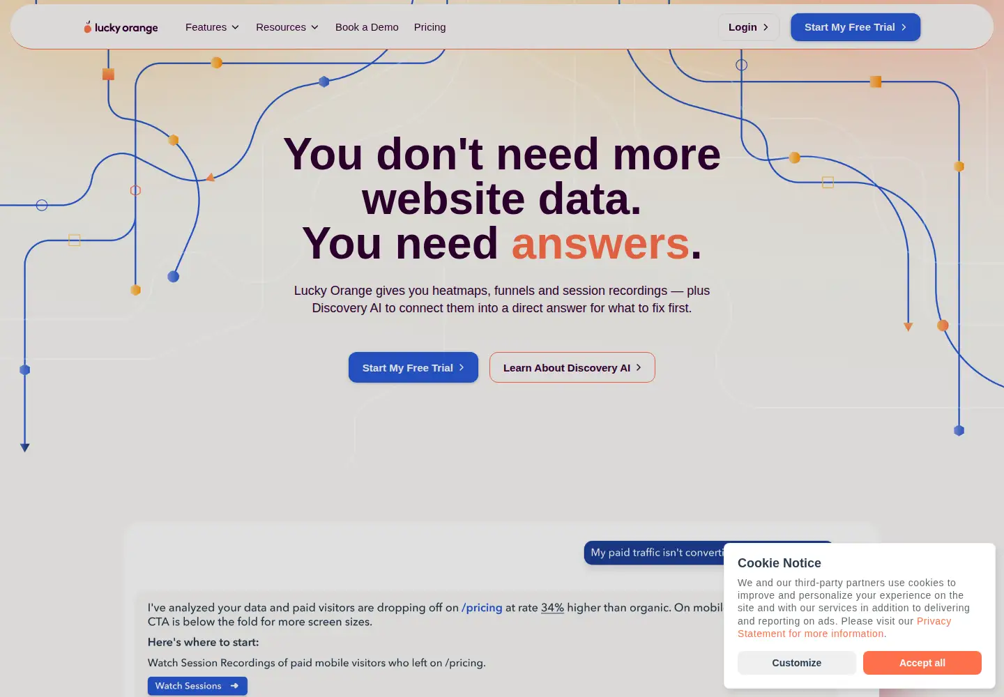 Screenshot of luckyorange.com