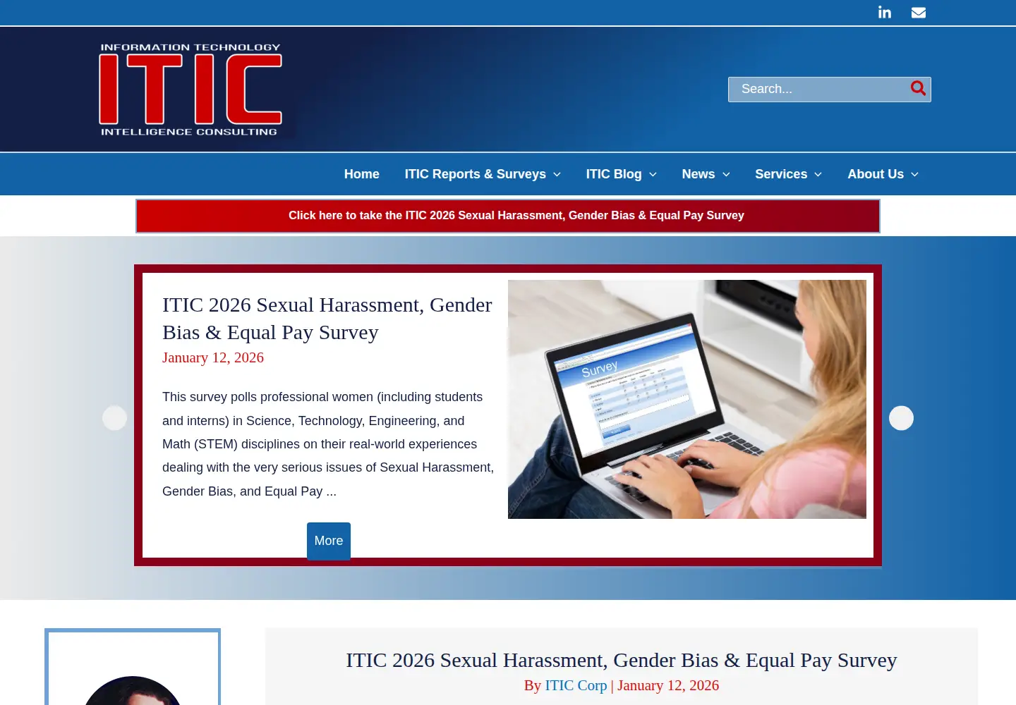 Captured homepage of itic-corp.com in the current scan
