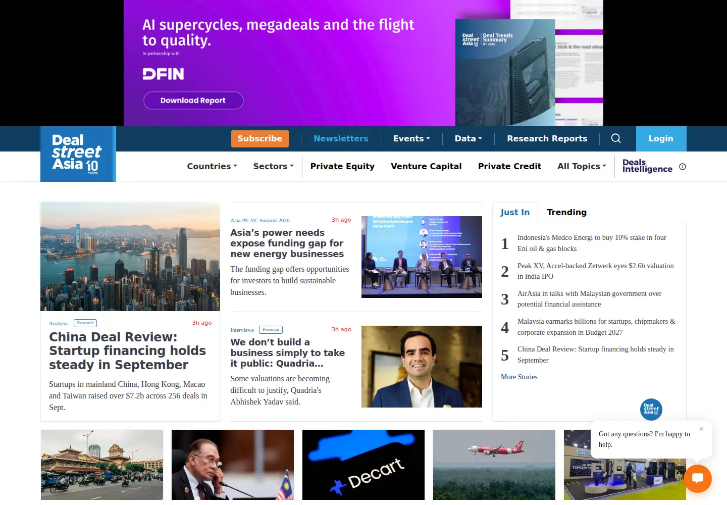 Screenshot of dealstreetasia.com