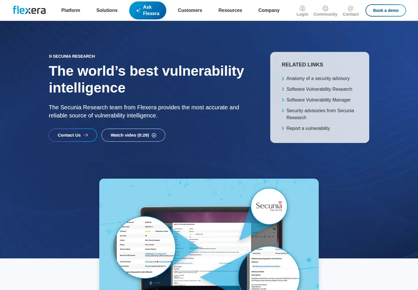 Screenshot of secunia.com