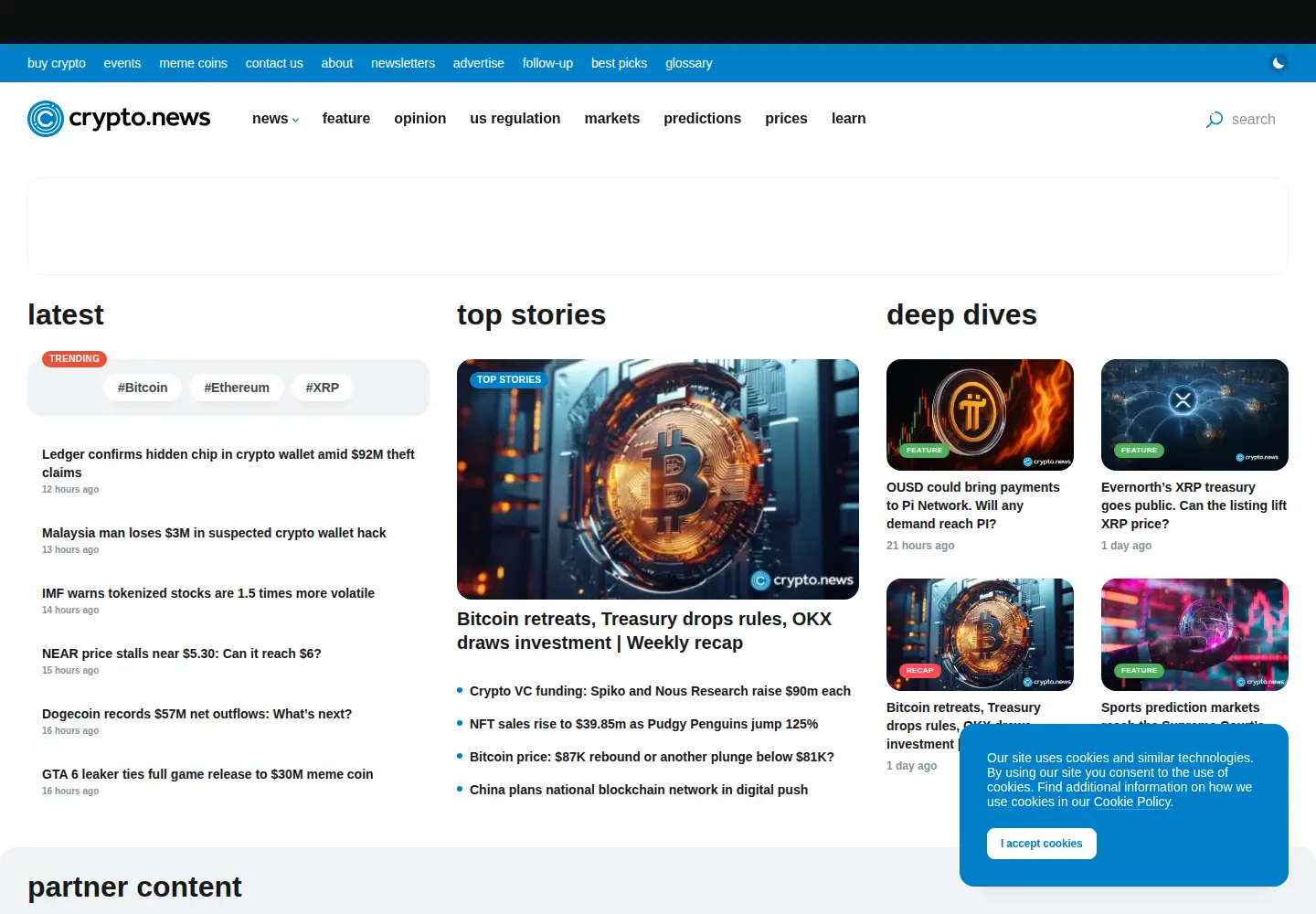 Captured homepage of crypto.news in the current scan