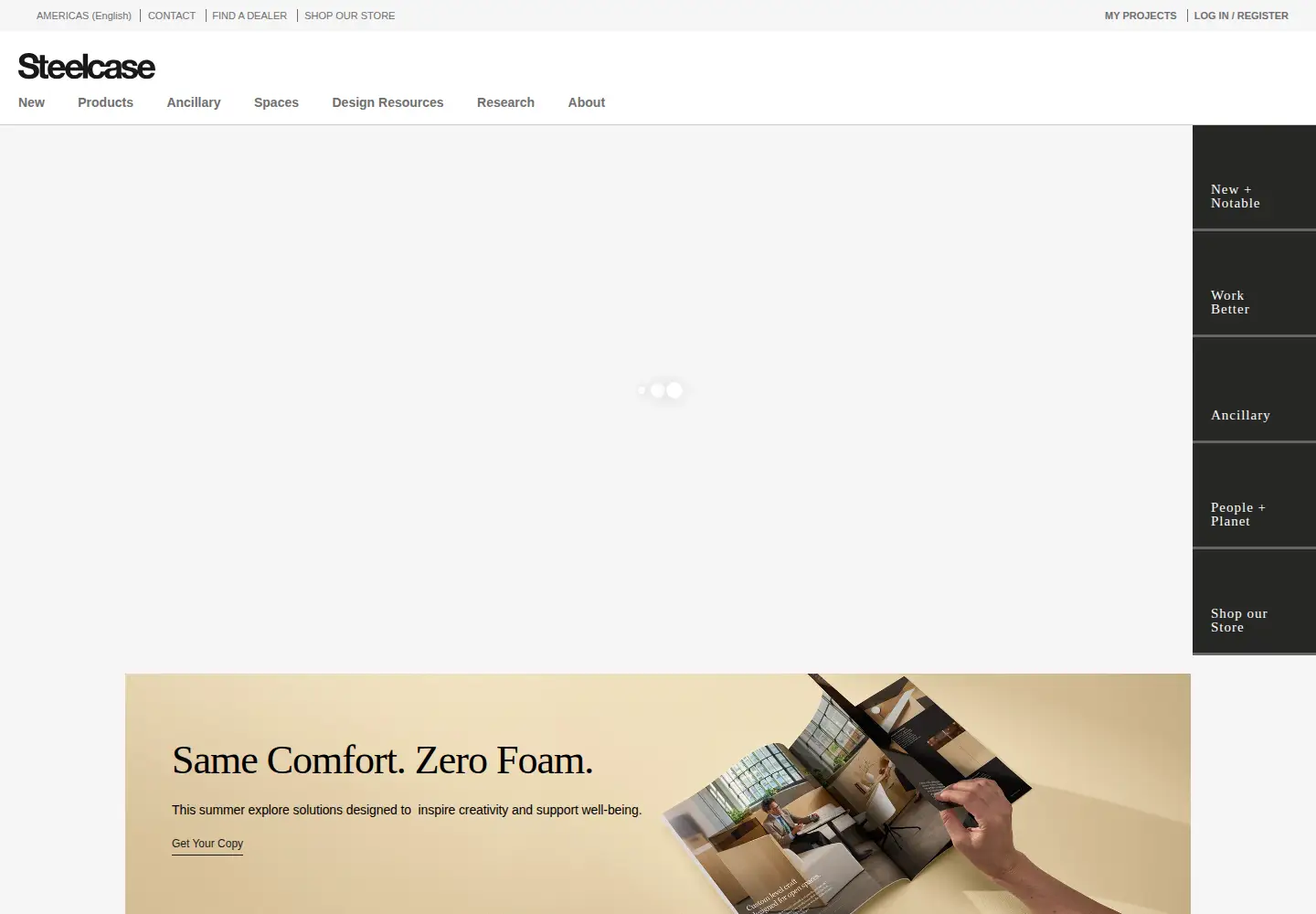 Screenshot of steelcase.com