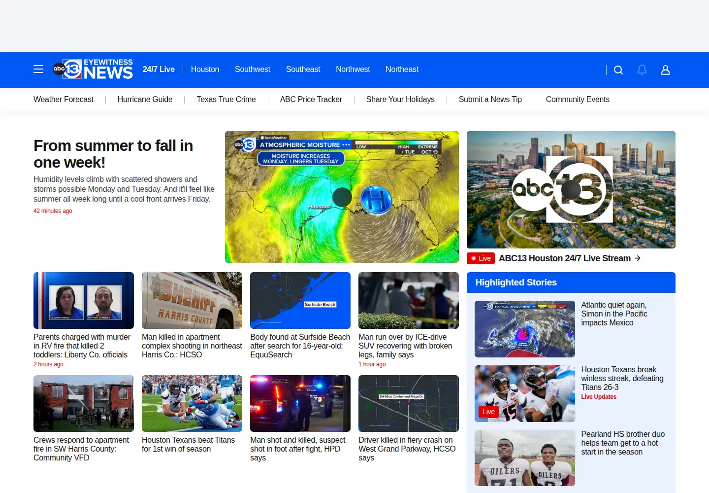 Screenshot of abc13.com