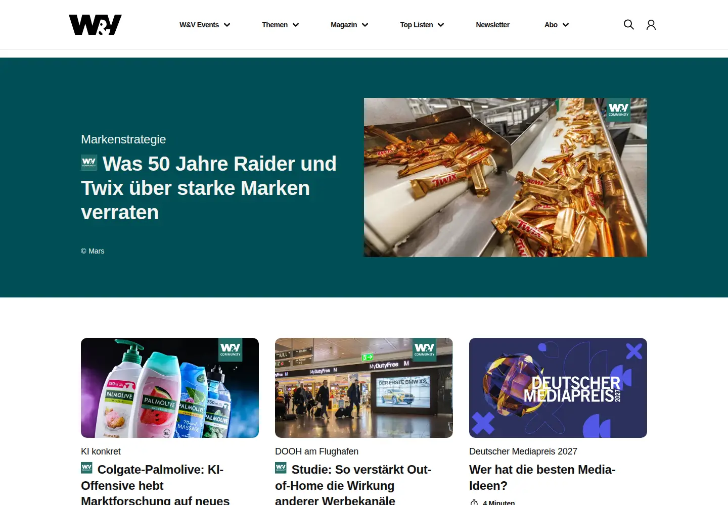 Captured homepage of wuv.de in the current scan