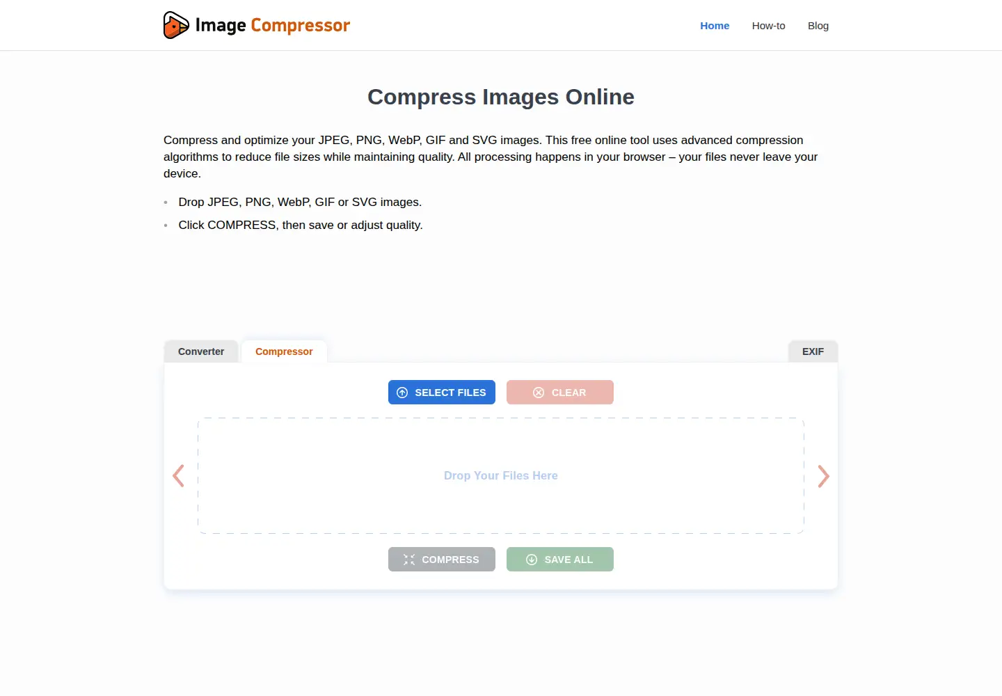Screenshot of imagecompressor.com