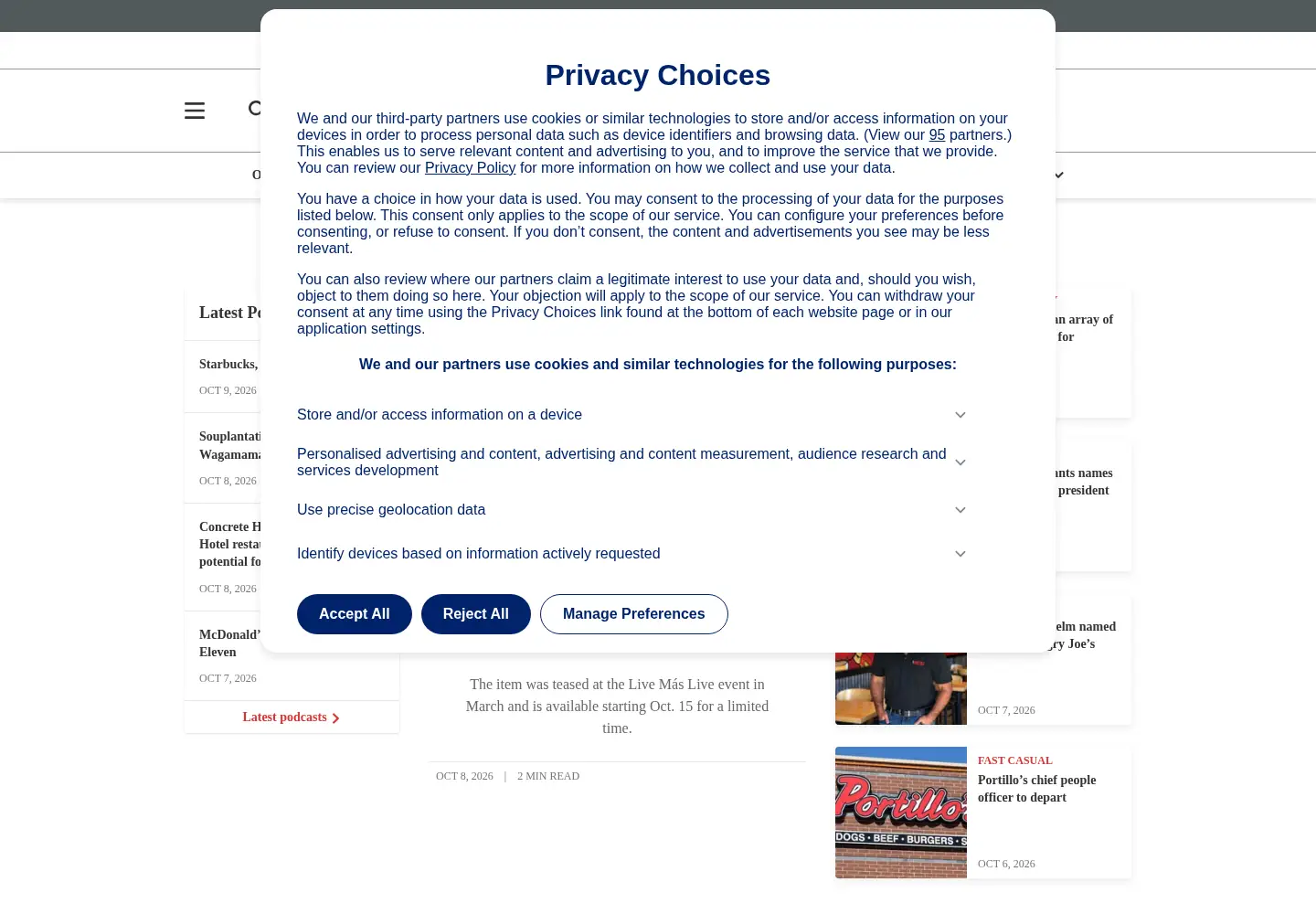 Captured homepage of nrn.com in the current scan