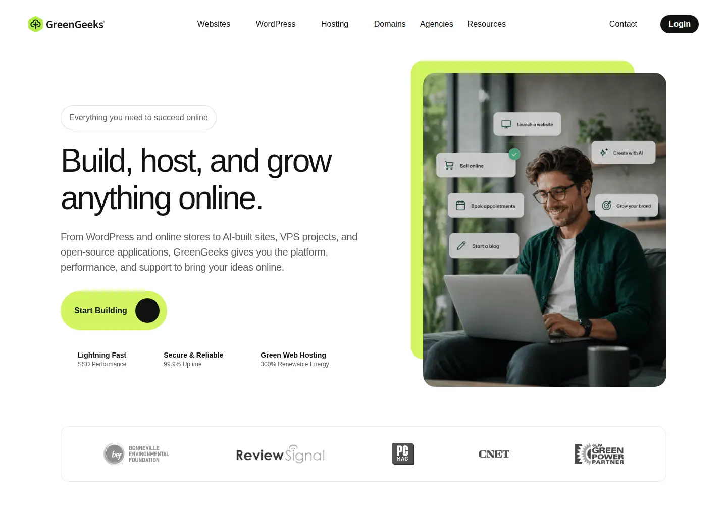 Screenshot of greengeeks.com