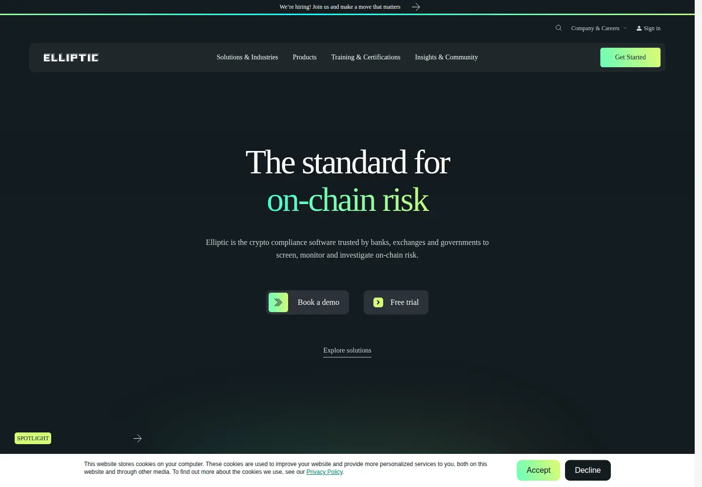 Screenshot of elliptic.co from the current report