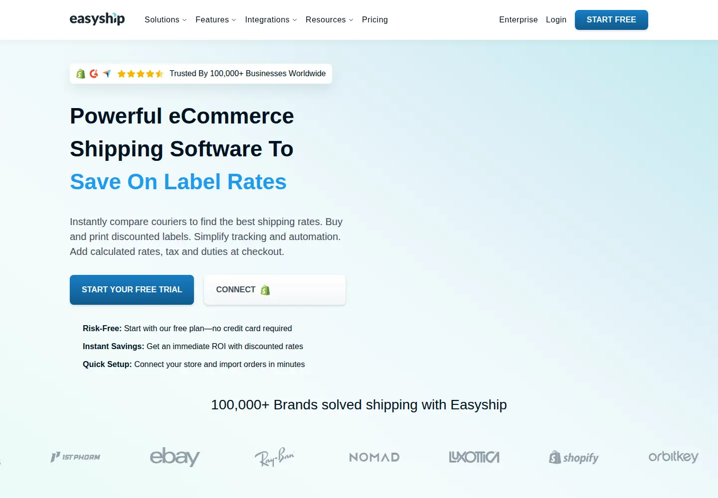 Captured homepage of easyship.com in the current scan