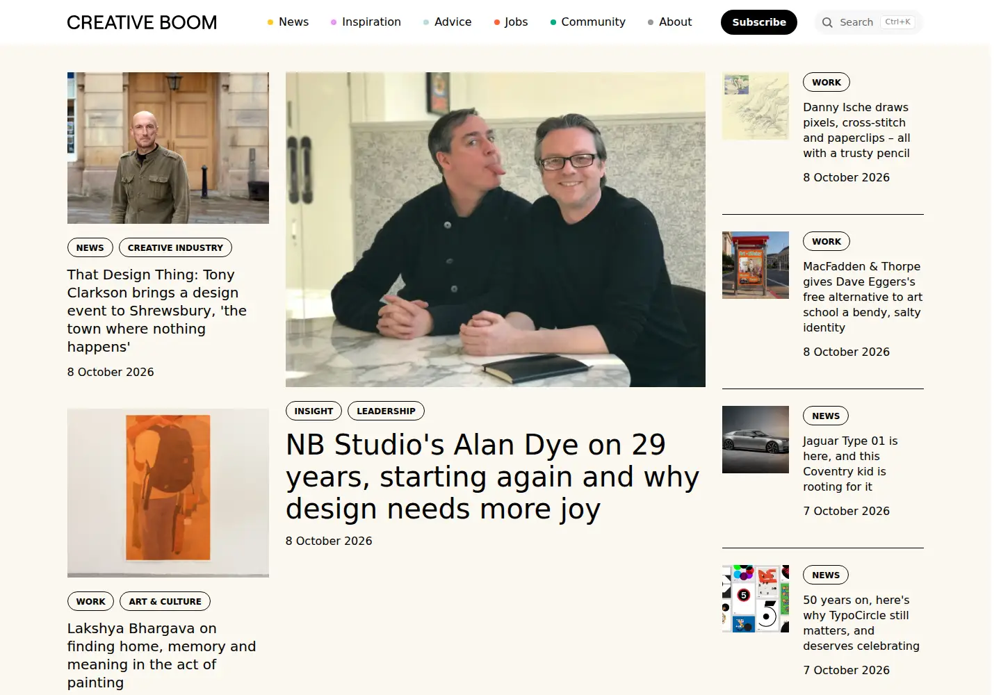 Screenshot of creativeboom.com