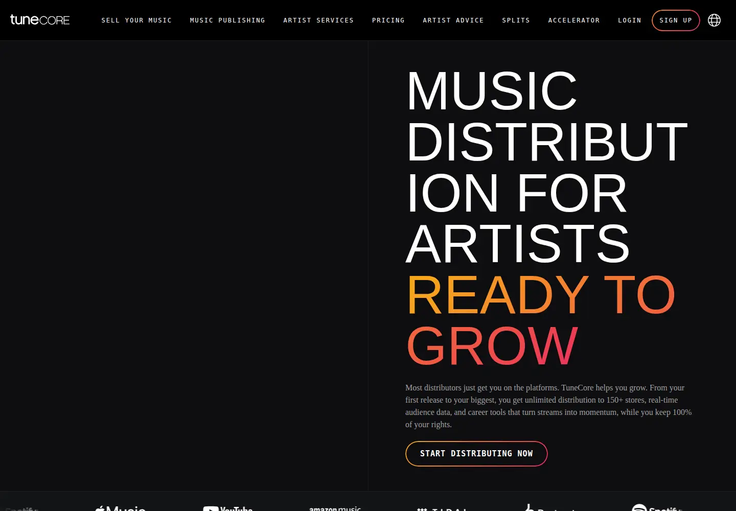 Screenshot of tunecore.com