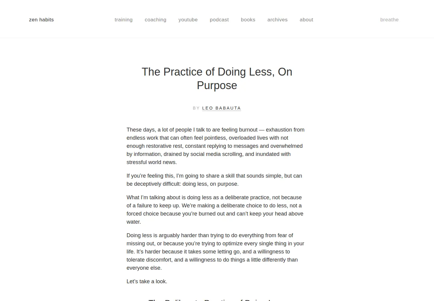 Screenshot of zenhabits.net