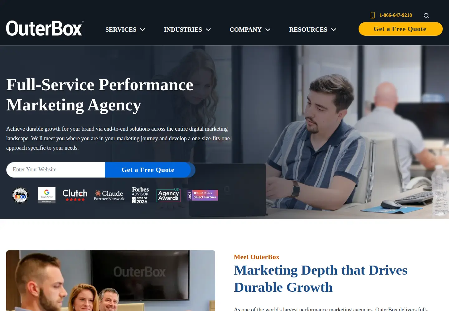 Captured homepage of outerboxdesign.com in the current scan