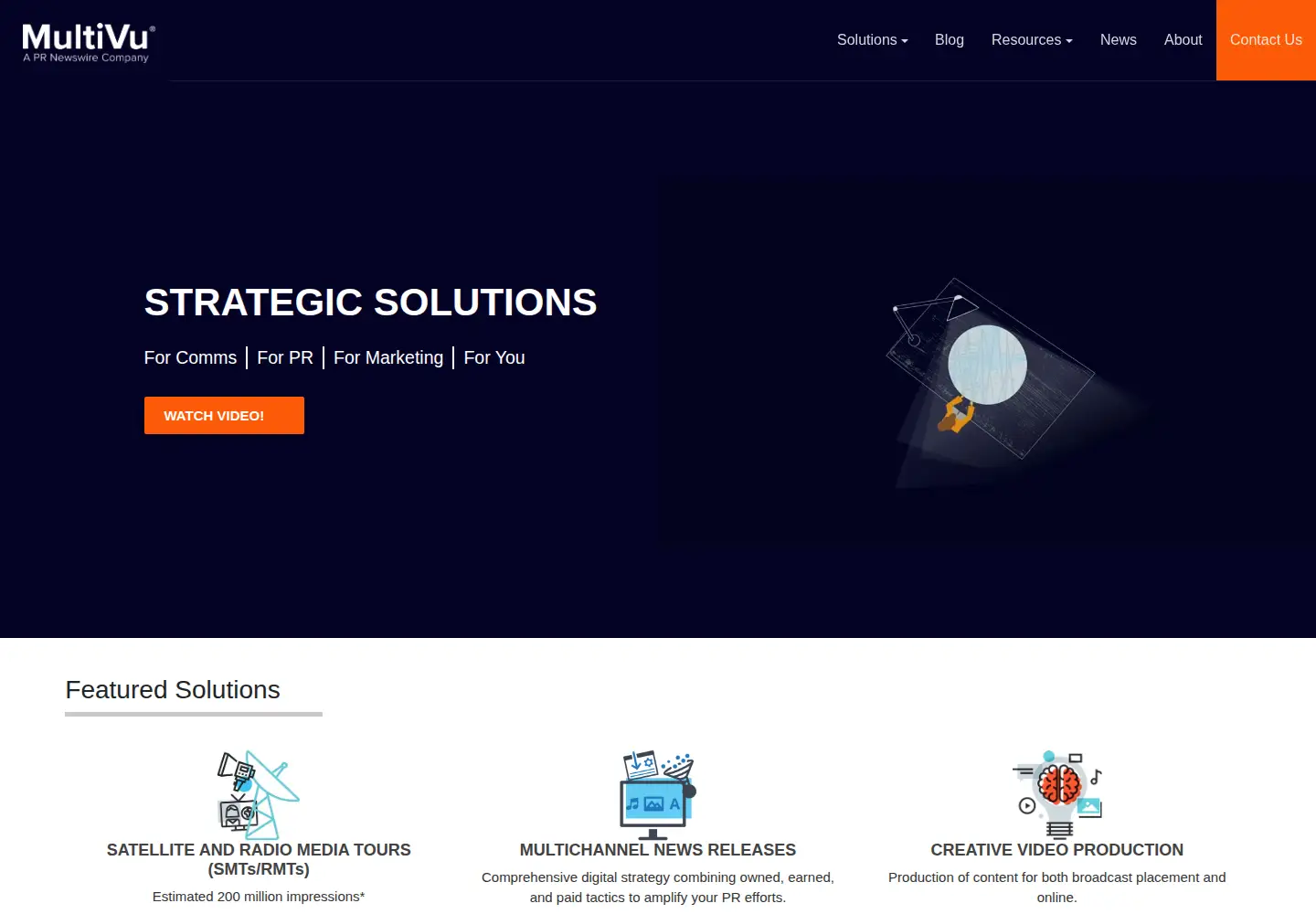 Captured homepage of multivu.com in the current scan