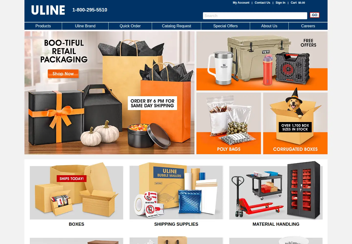 Screenshot of uline.com