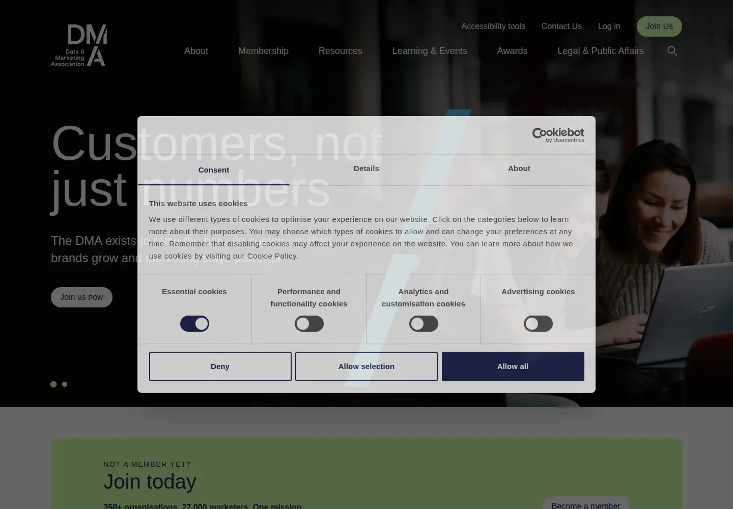 Captured homepage of dma.org.uk in the current scan