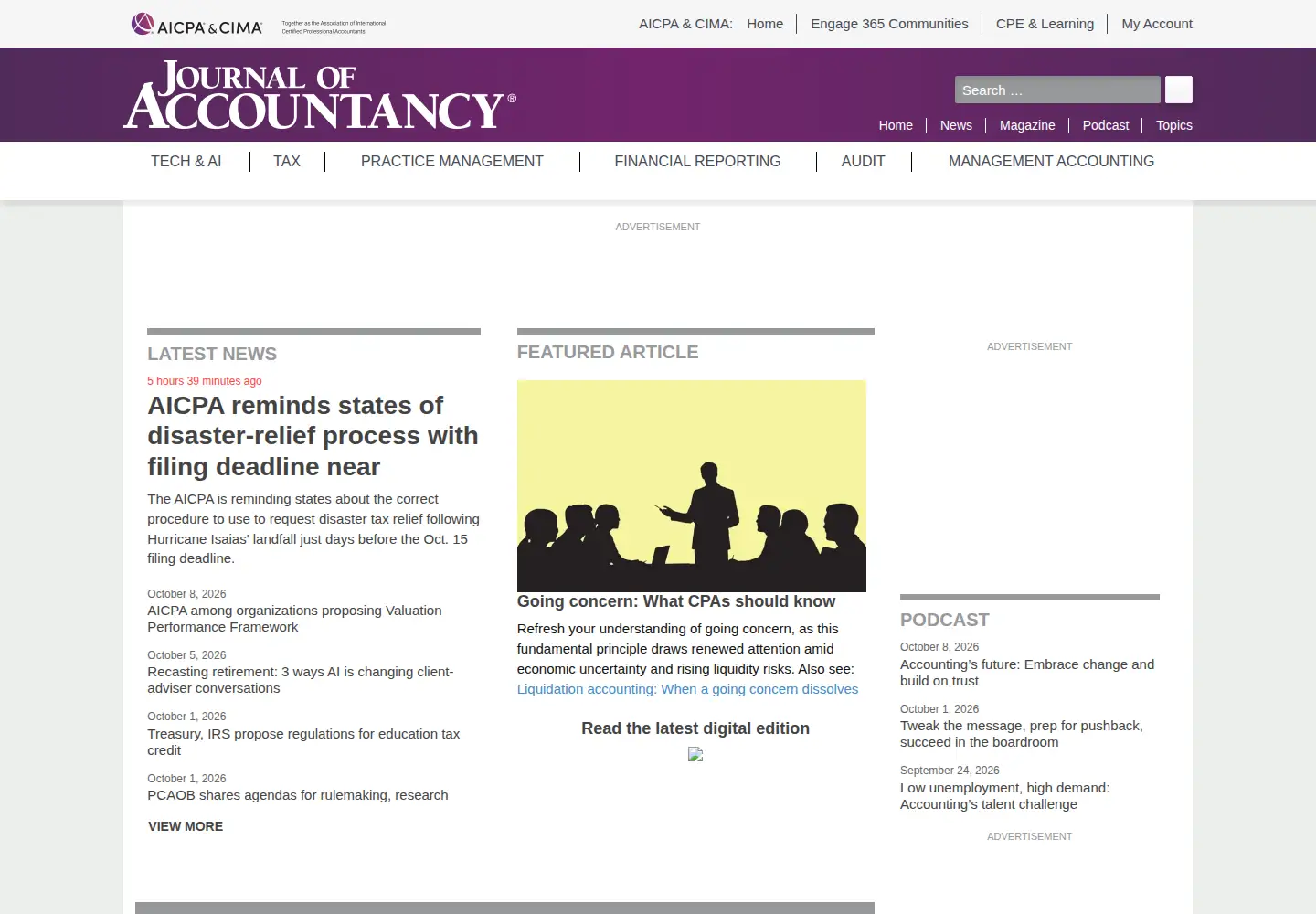 Screenshot of journalofaccountancy.com