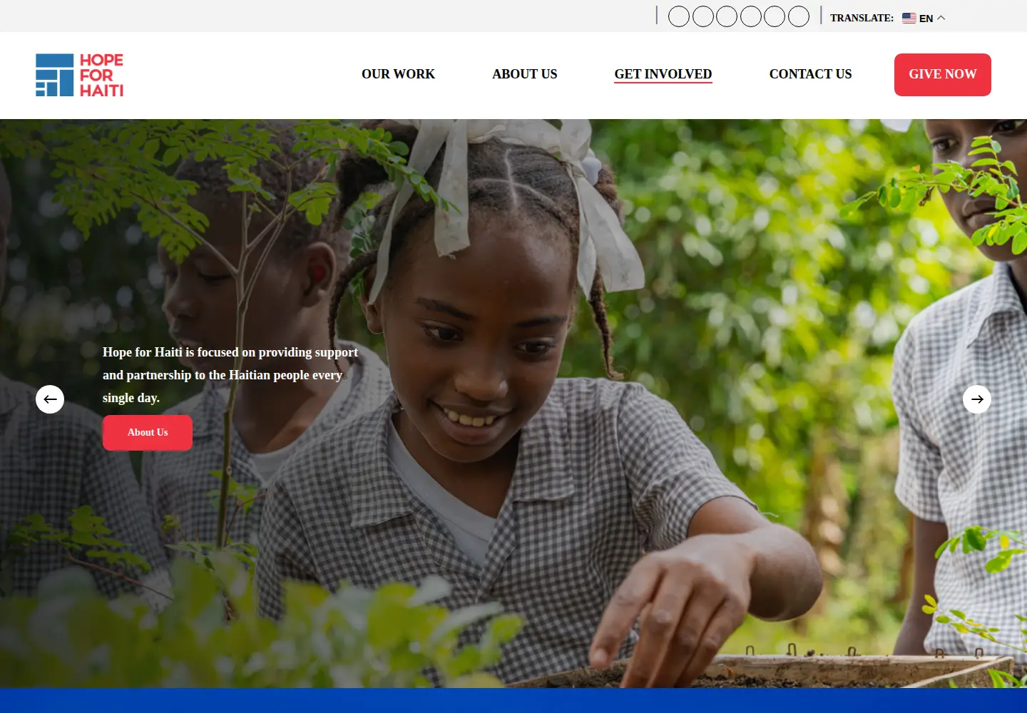 Captured homepage of hopeforhaiti.com in the current scan