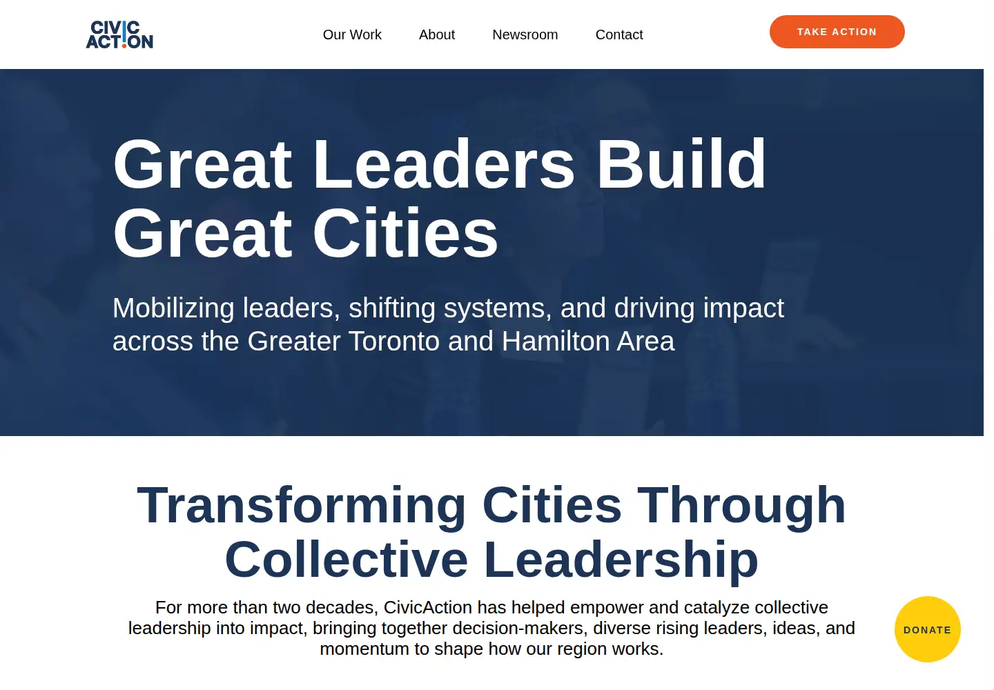Captured homepage of civicaction.ca in the current scan