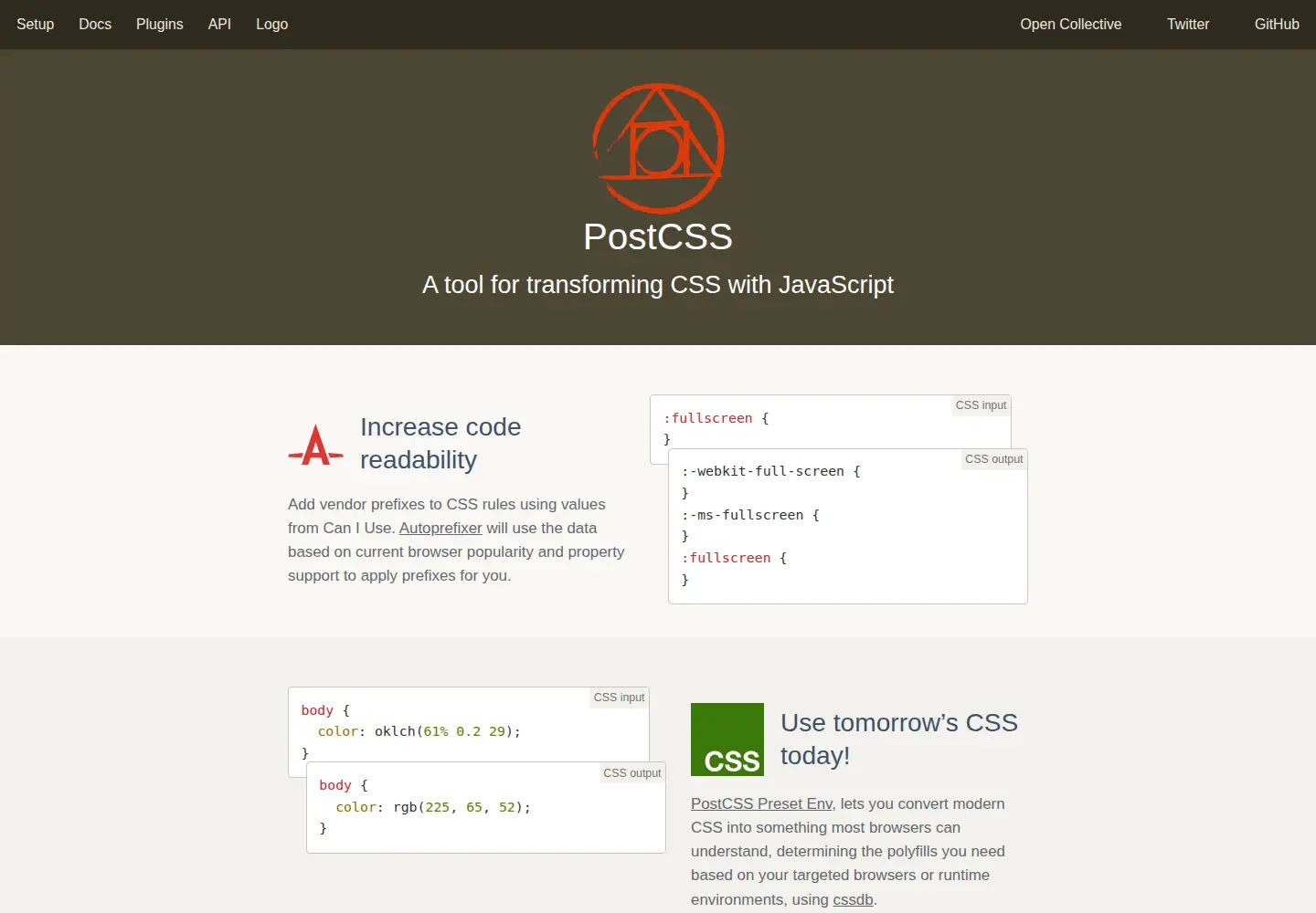 Screenshot of postcss.org
