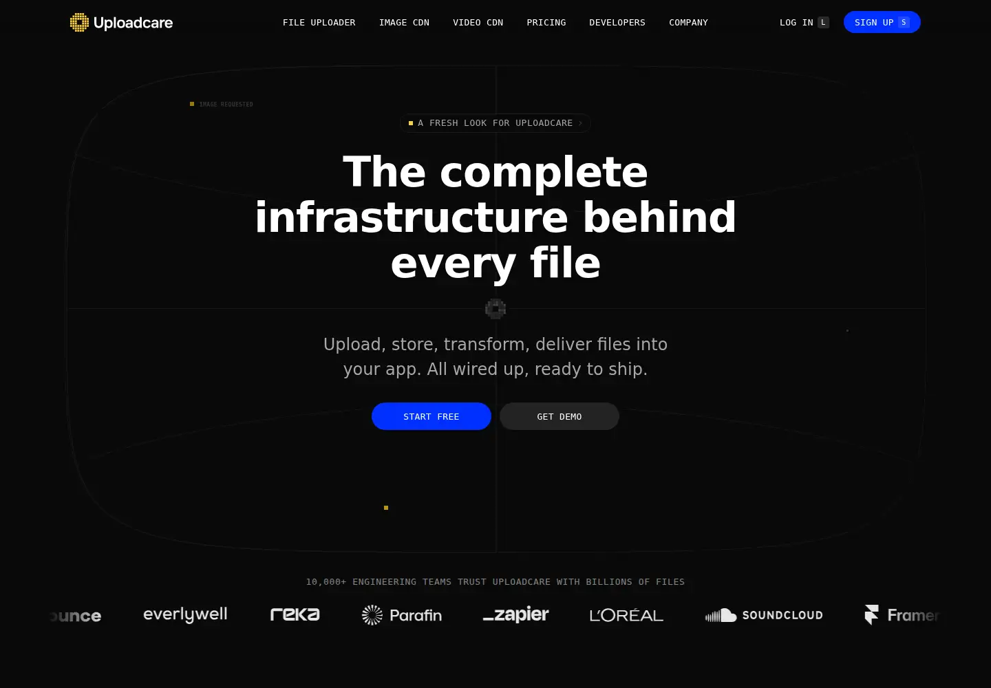 Captured homepage of uploadcare.com in the current scan