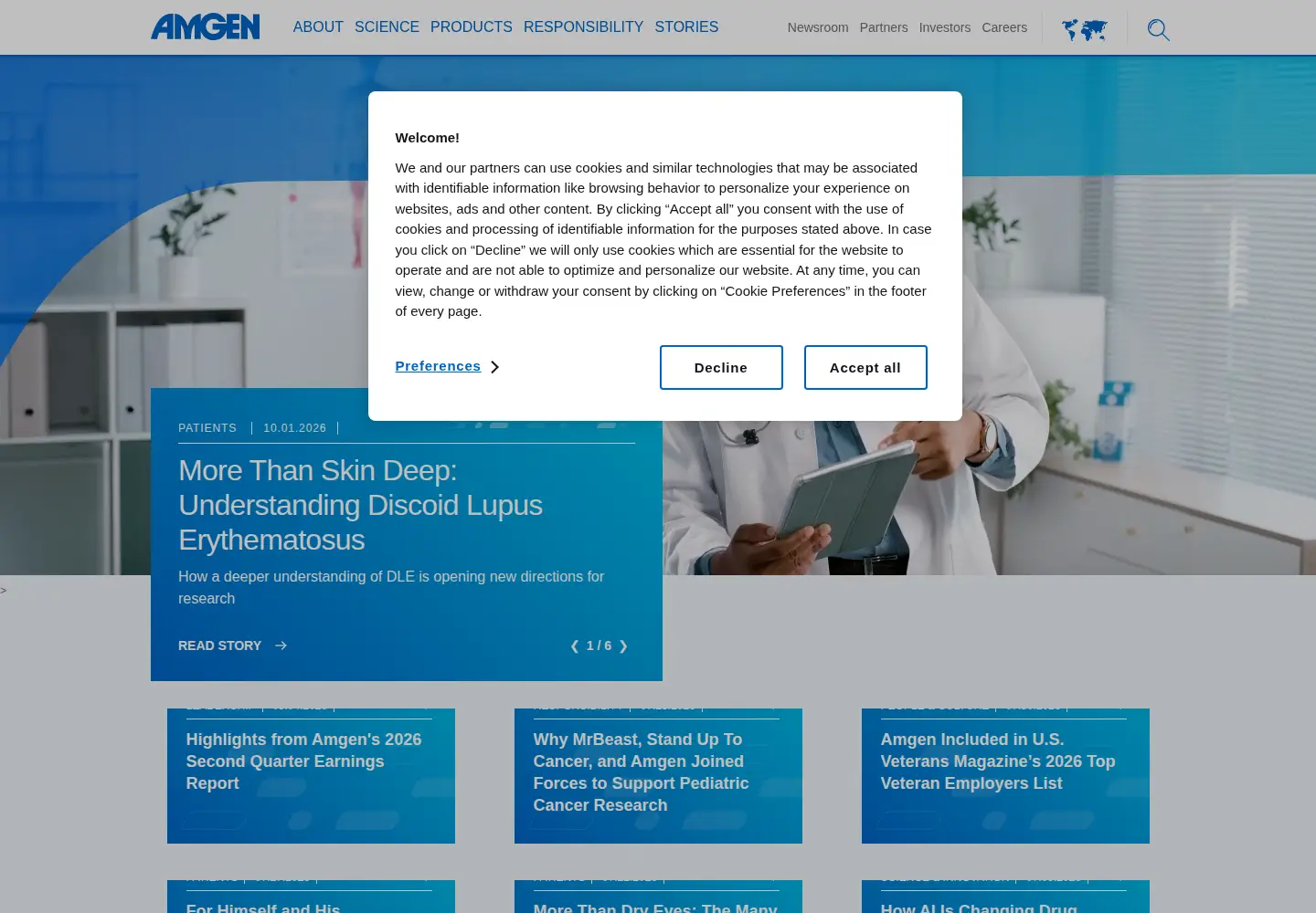 Screenshot of amgen.com