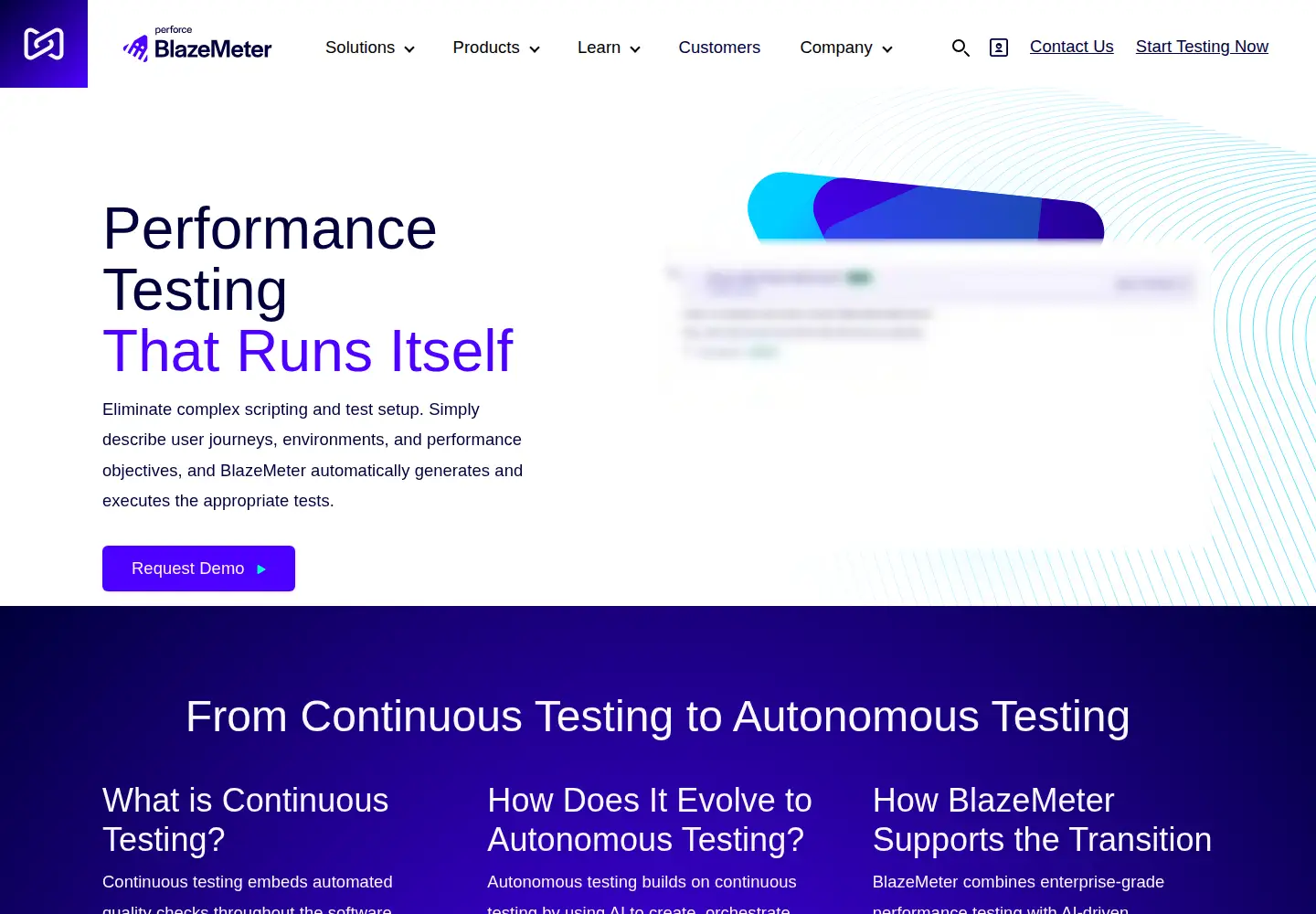 Screenshot of blazemeter.com