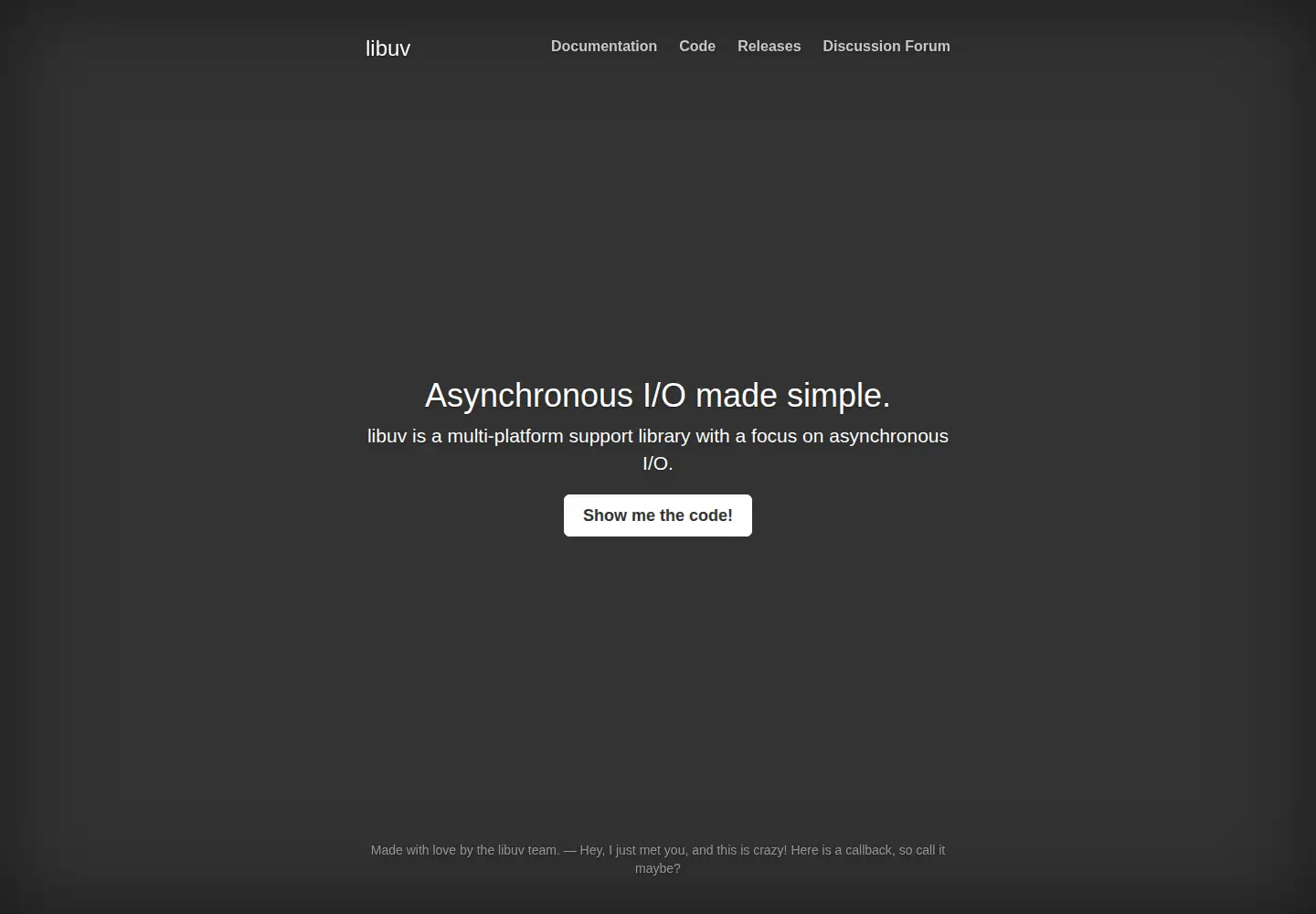 Screenshot of libuv.org