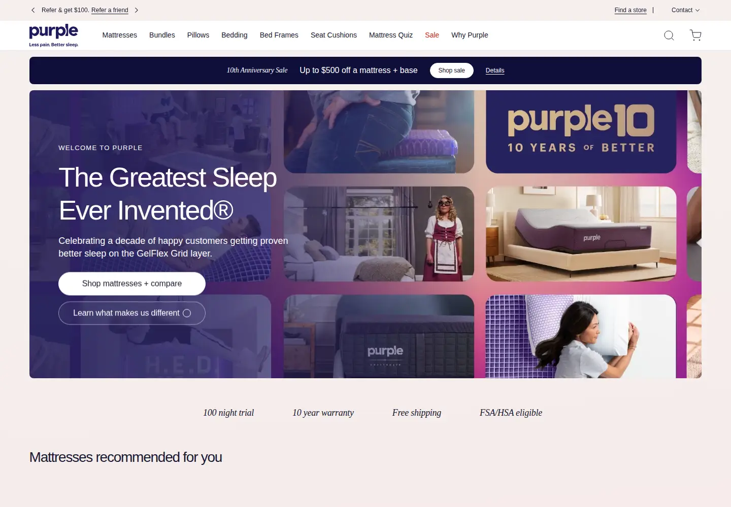 Screenshot of purple.com