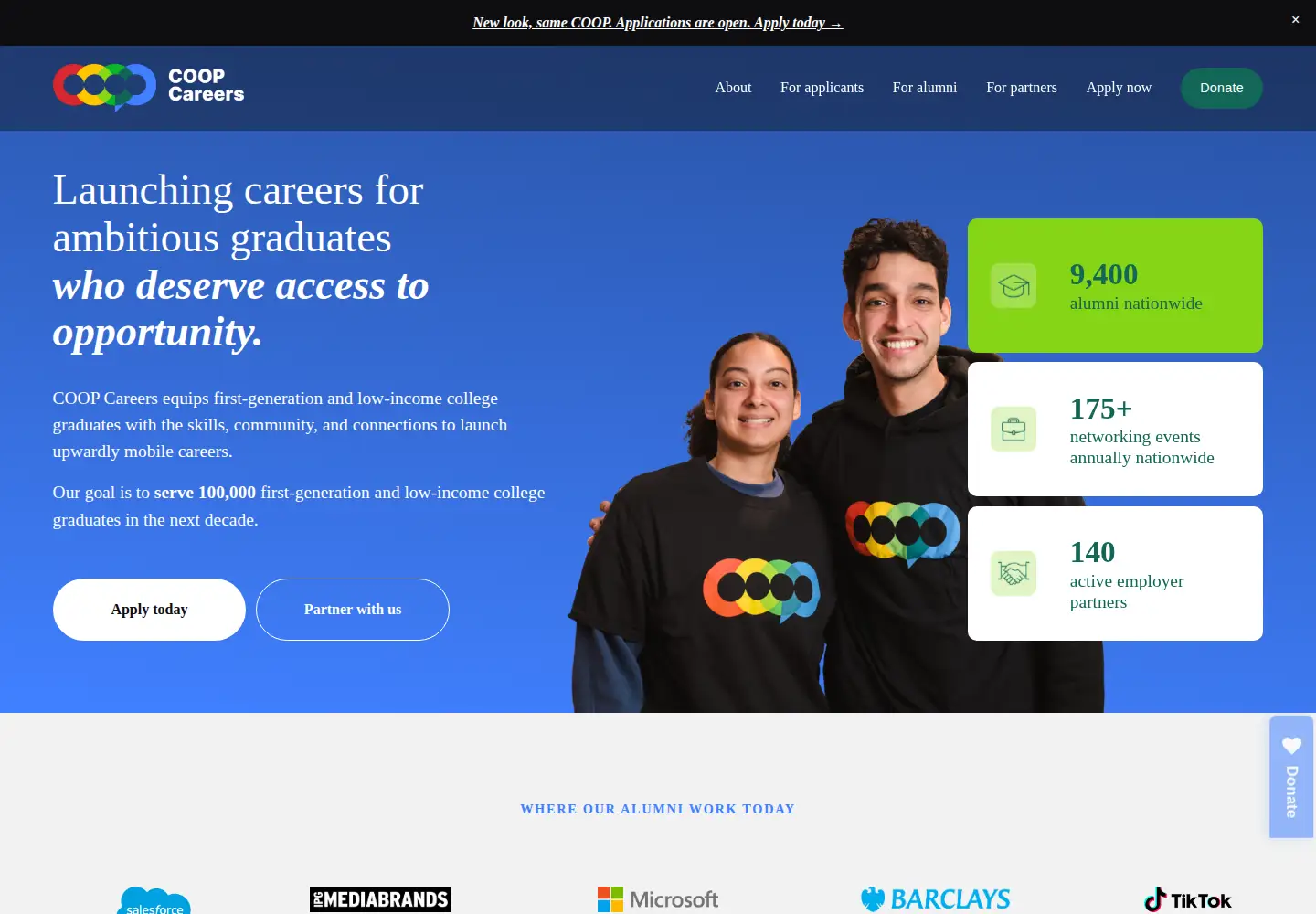 Screenshot of coopcareers.org