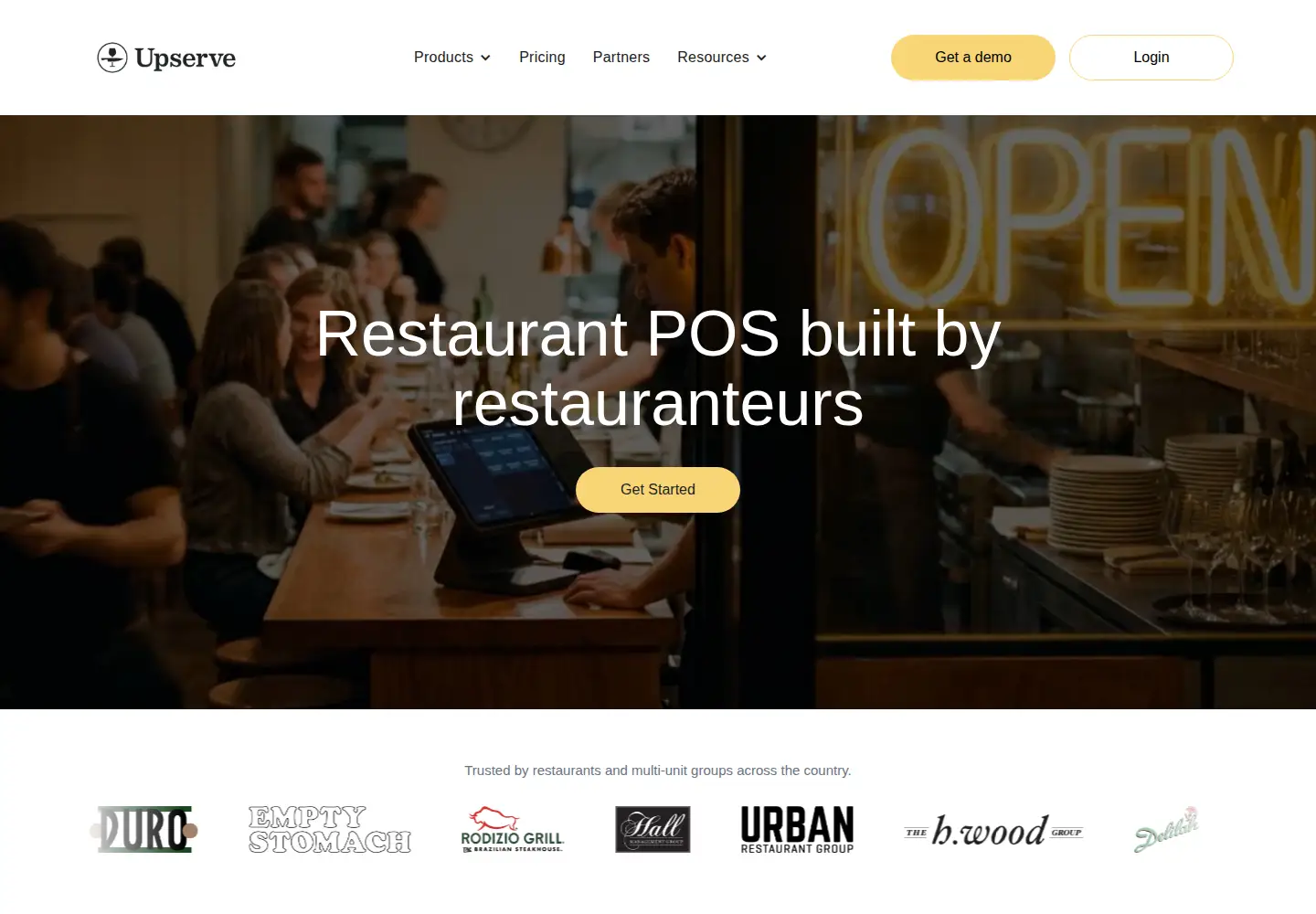 Captured homepage of upserve.com in the current scan